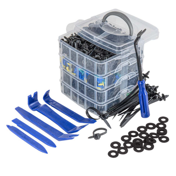 Muovihitsaussarja tapeilla ja klipseillä, 1211 kpl. AMIO-04746