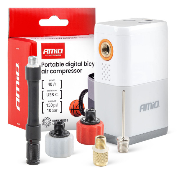 Langaton mini-ilmakompressori polkupyöriin, 40 W, USB-C, AMIO-04946