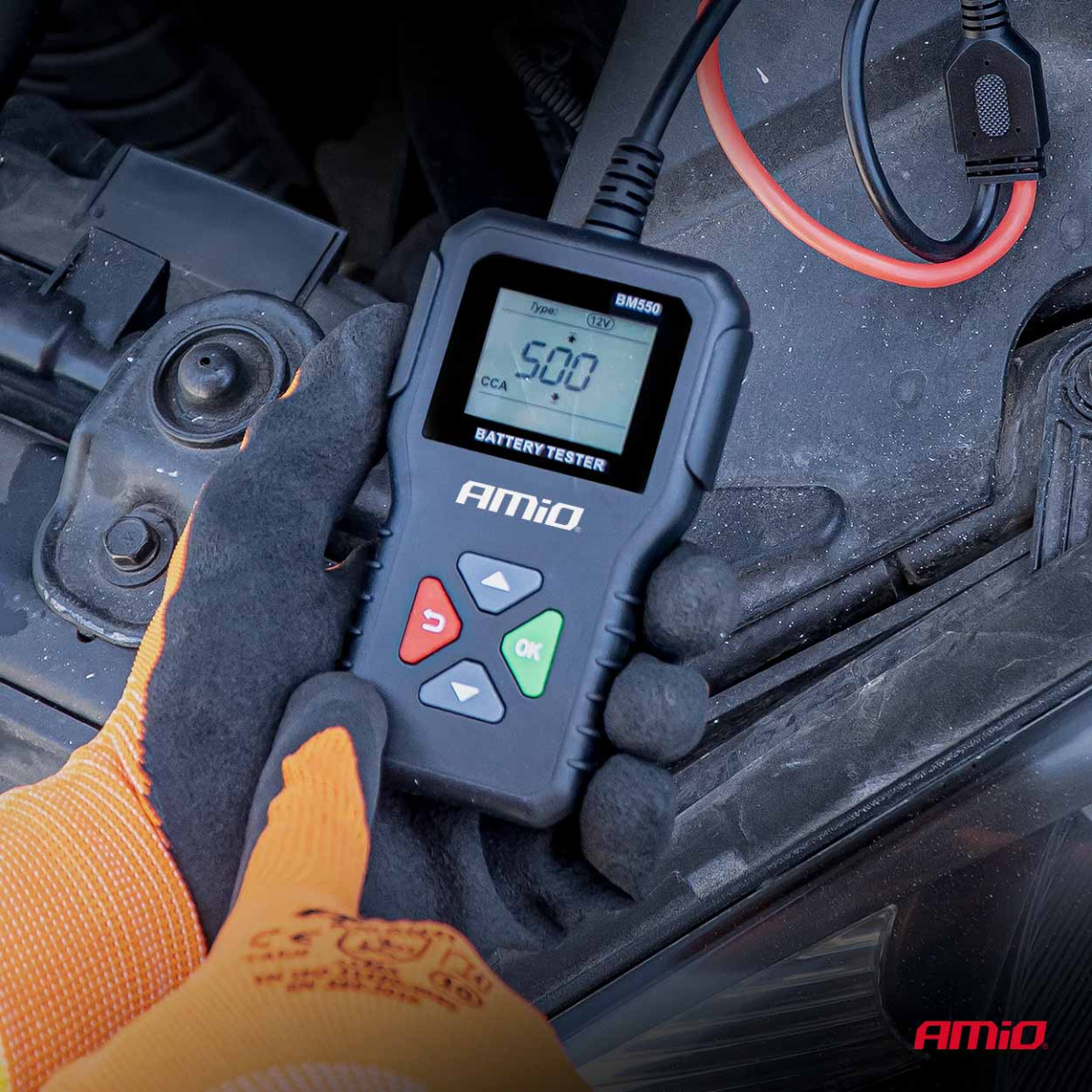 Ammattimainen digitaalinen akkutesteri, 2-220 Ah, 6 V / 12 V / 24 V, AMIO-04920