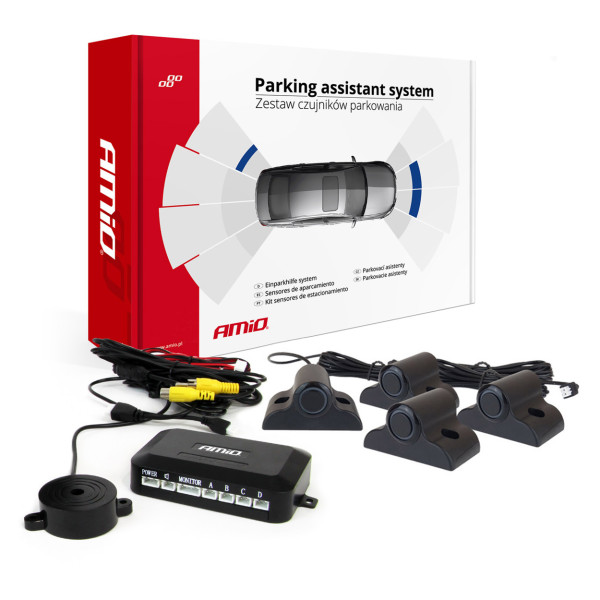 Pysäköintitutkasarja kameralle ja LCD-näytölle, kuorma-autoille 19 mm, musta AMIO-04073