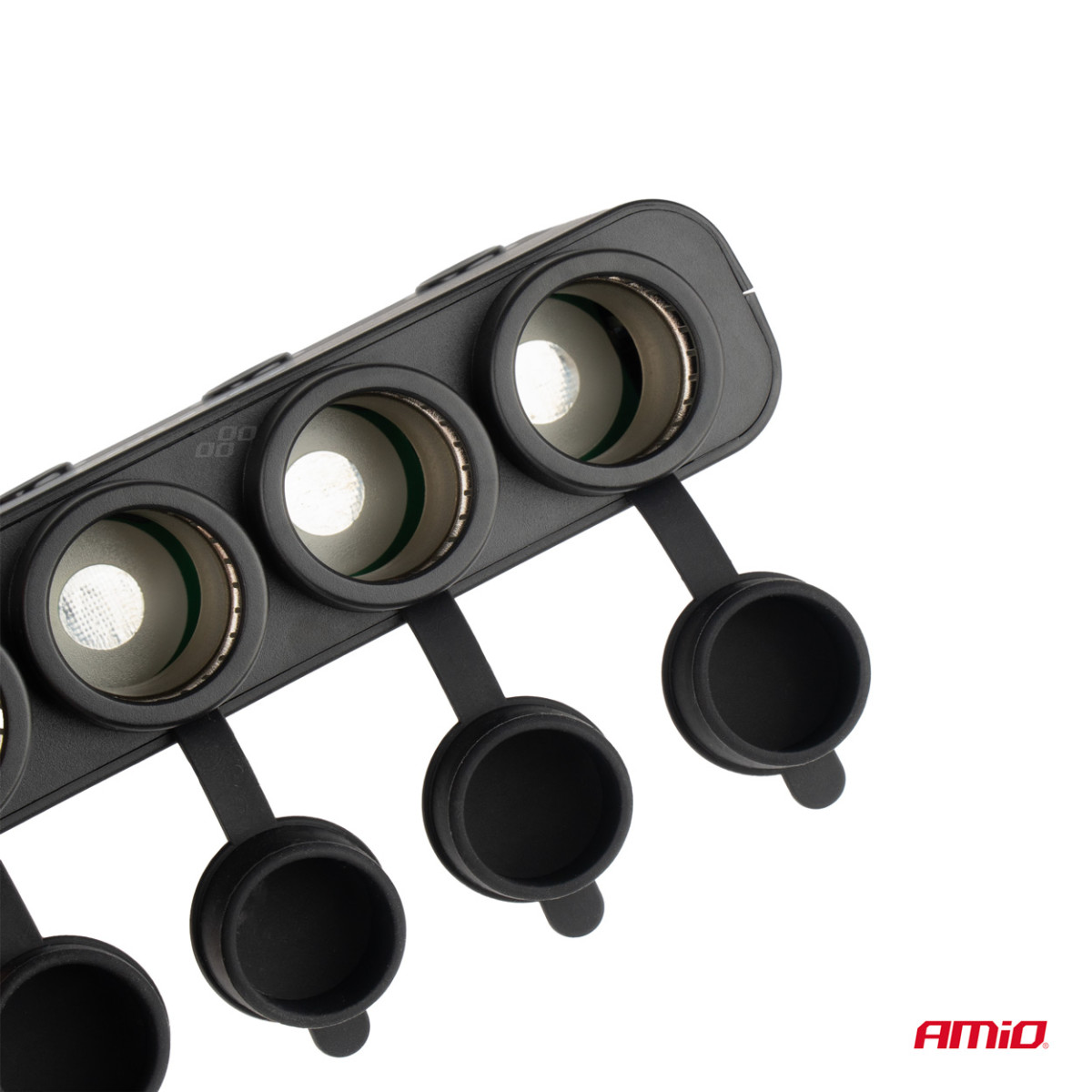 Auton 4-pistokkeen jatkojohto, jossa PD 30W ja QC3.0 12/24V, max 216W AMIO-04175