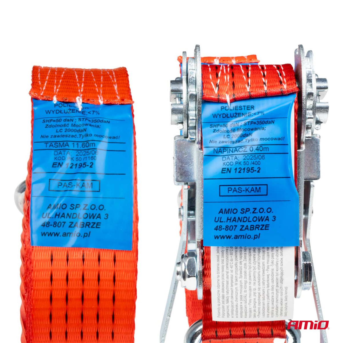 Kuormankiinnitysliina kiristimellä 5000 kg, 12 m x 50 mm, AMIO-02022