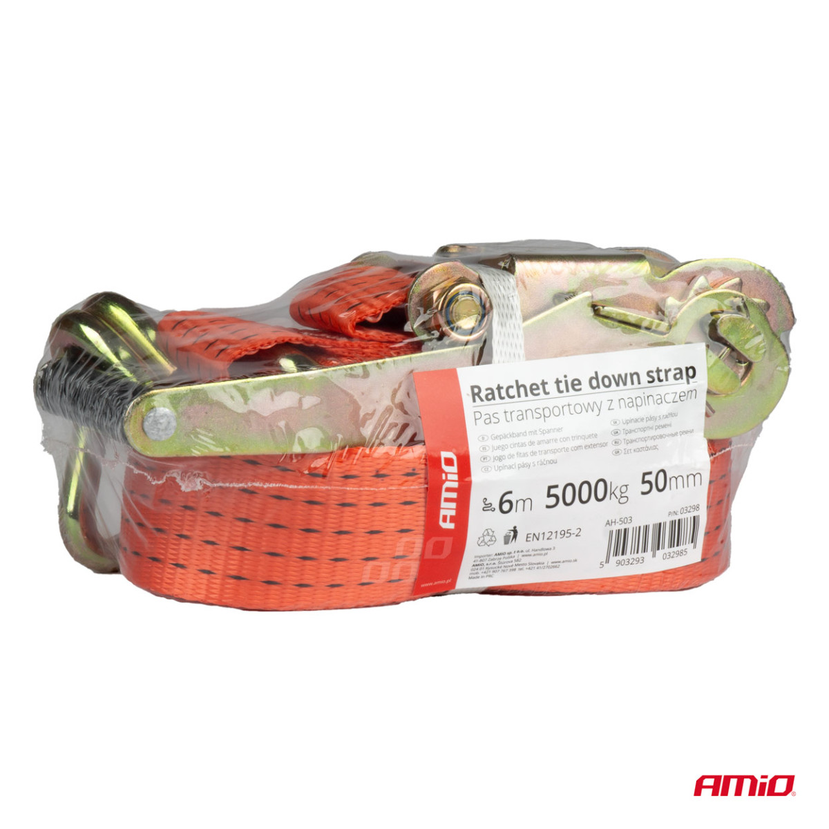 Kuormankiinnitysliina kiristimellä 5000 kg, 6 m x 50 mm AMIO-03298