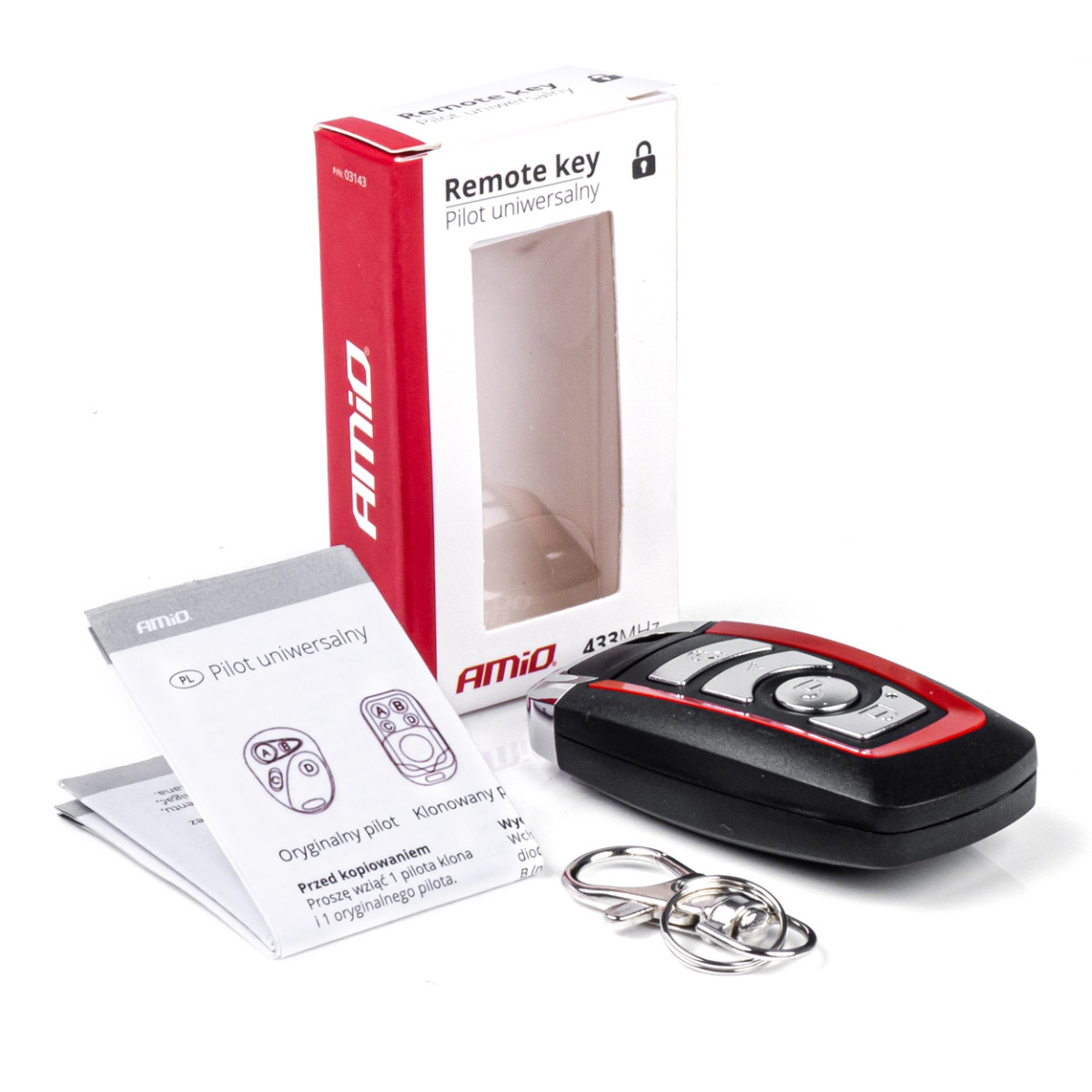 Yleiskäyttöinen auton kaukosäädin (avain) neljällä painikkeella AMIO-03143