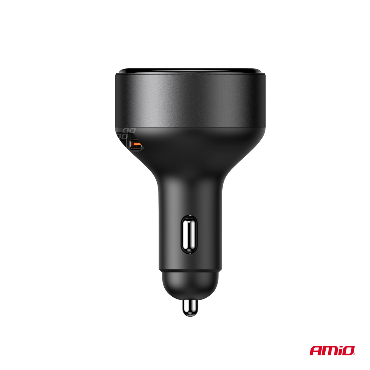 Autolaturi sisäänvedettävällä C-kaapelilla ja USB-C 12/24V 60W AMIO-04368