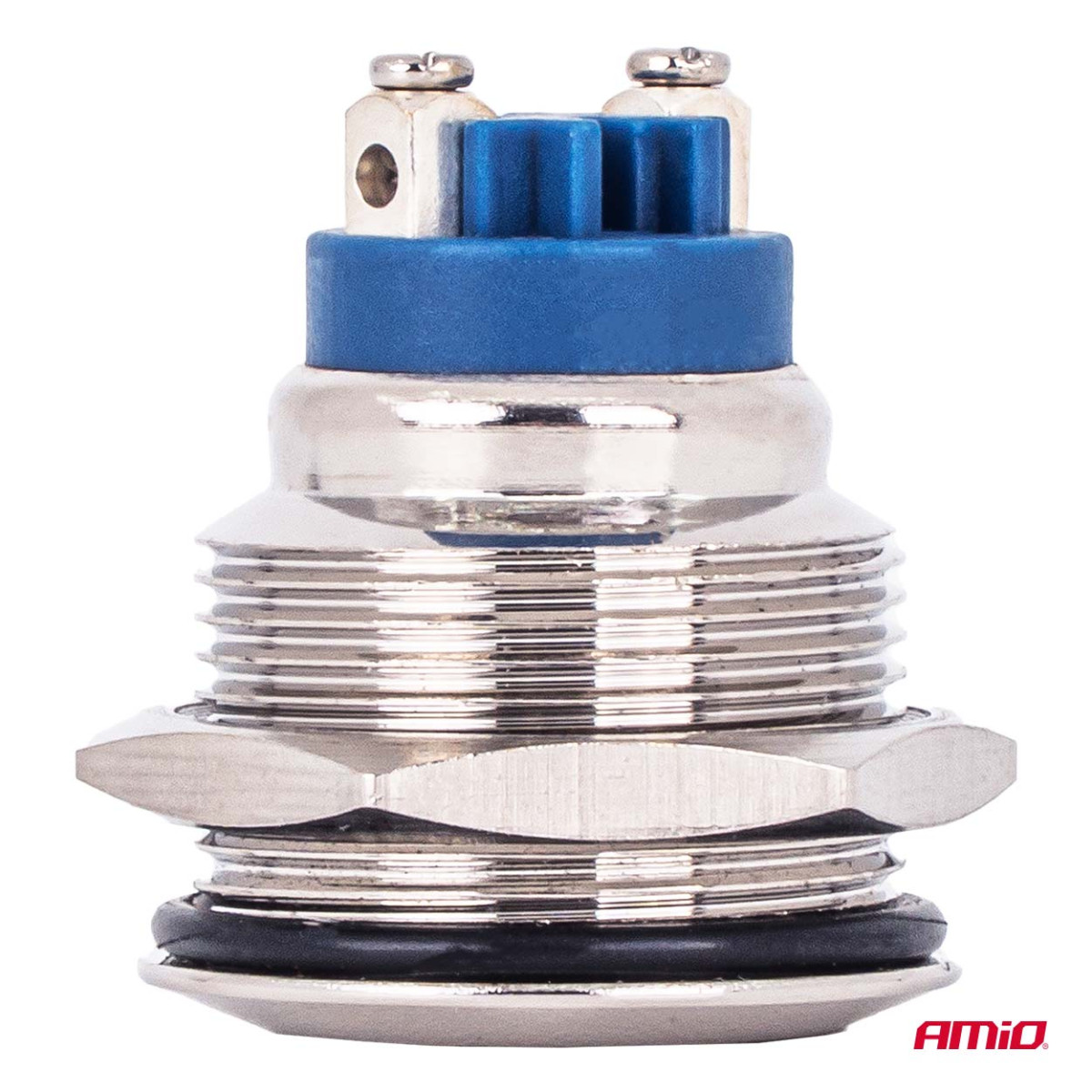 Pyöreä metallinen kytkin ON/OFF 19 mm, 5 A, 12/230 V AMIO-04474