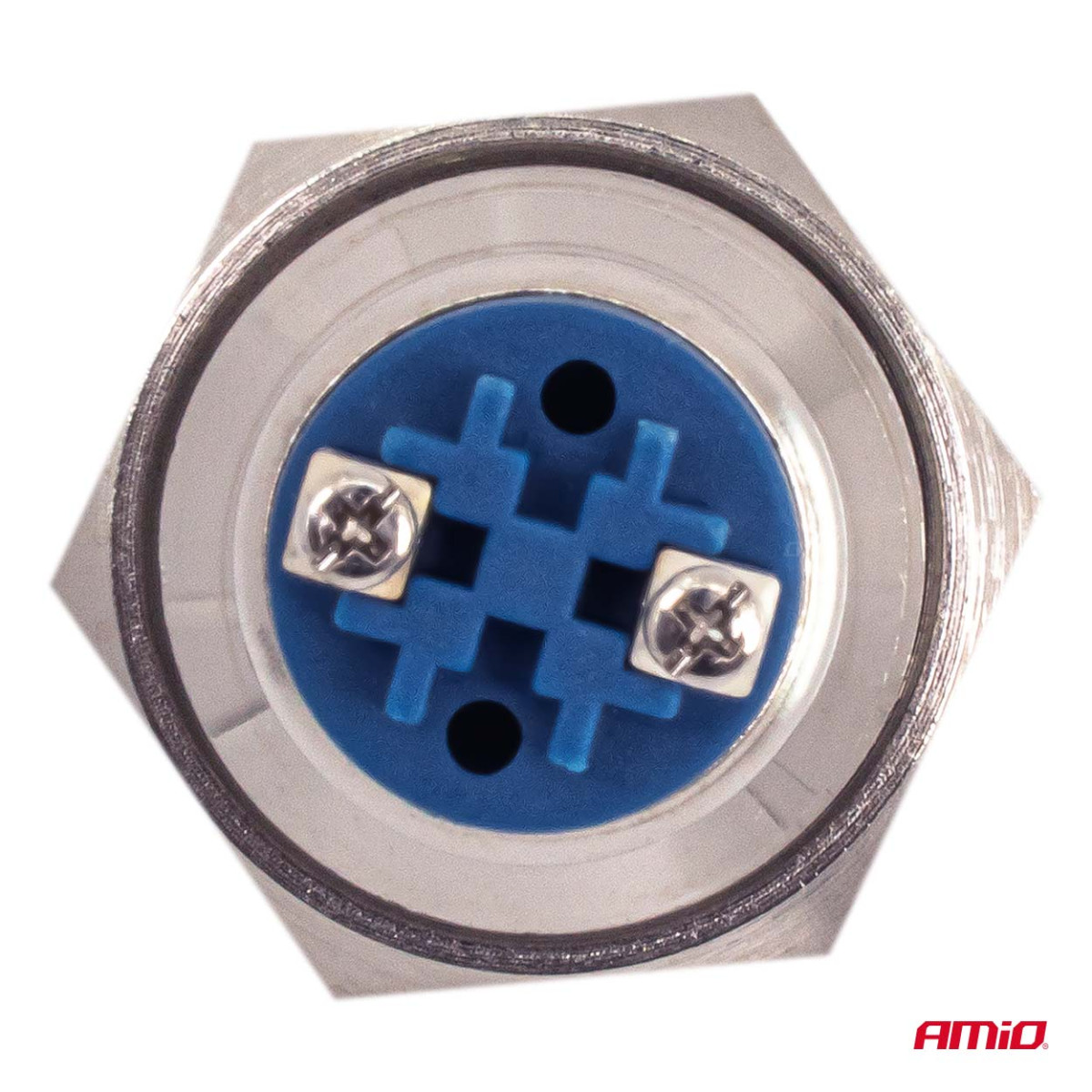 Pyöreä metallinen kytkin ON/OFF 19 mm, 5 A, 12/230 V AMIO-04474