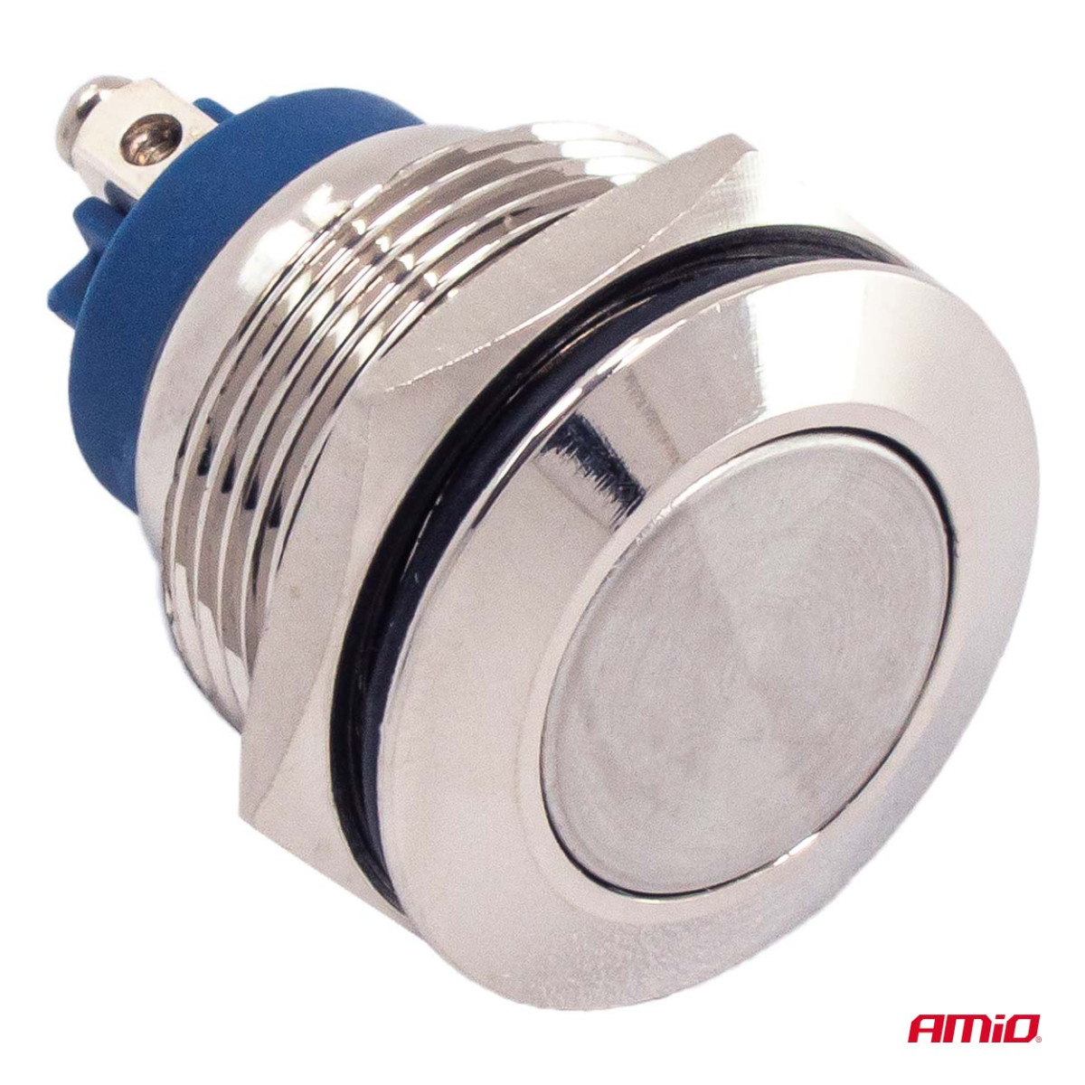 Pyöreä metallinen kytkin ON/OFF 19 mm, 5 A, 12/230 V AMIO-04474