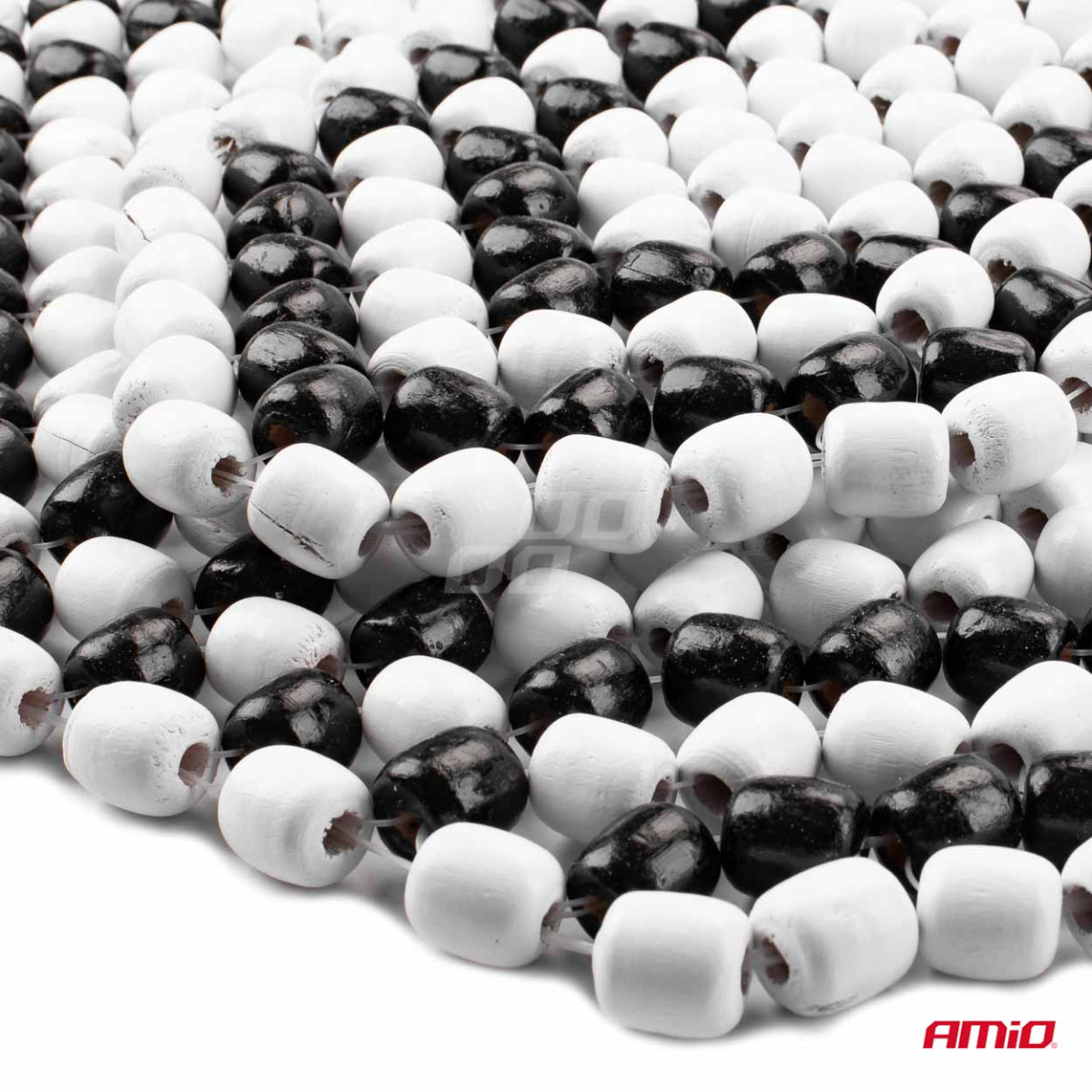 Puinen helmimatto auton istuimeen 128 x 38 cm - musta / vaalea kerma