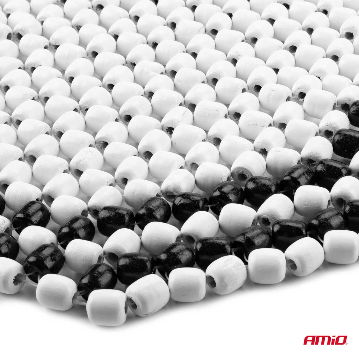 Puinen helmimatto auton istuimeen 128 x 38 cm - musta / vaalea kerma