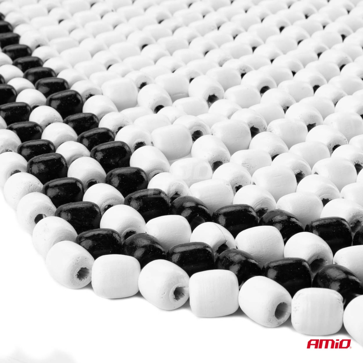 Puinen helmimatto auton istuimeen 128 x 38 cm - musta / vaalea kerma