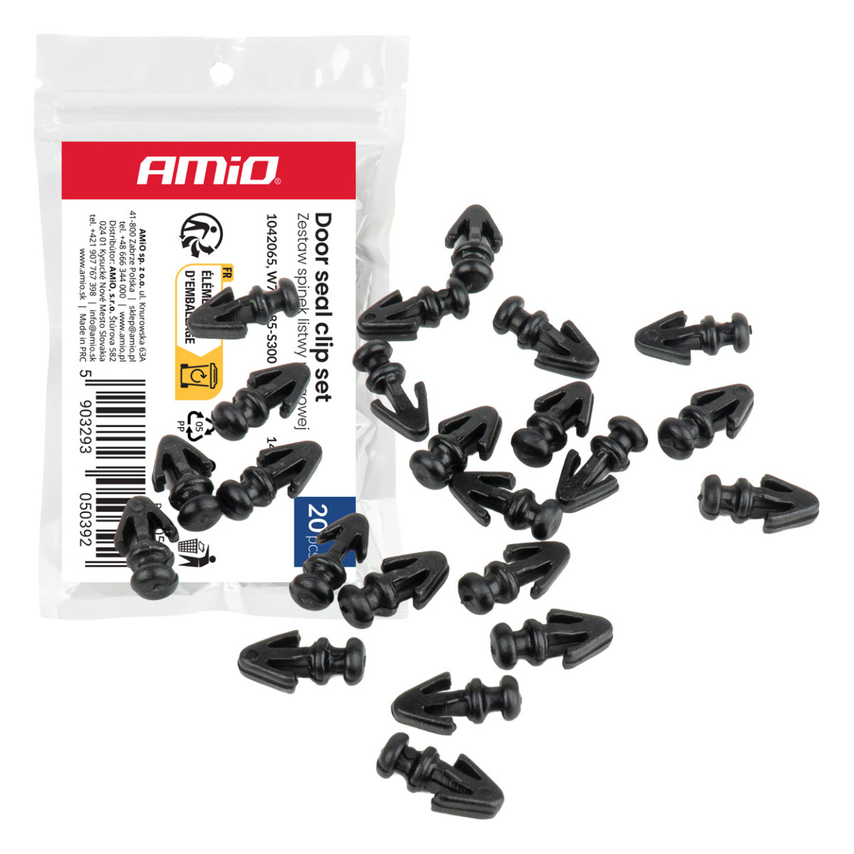 Kynnyslistan klipsisarja 14/8 mm, 20 kpl, AMIO-05039