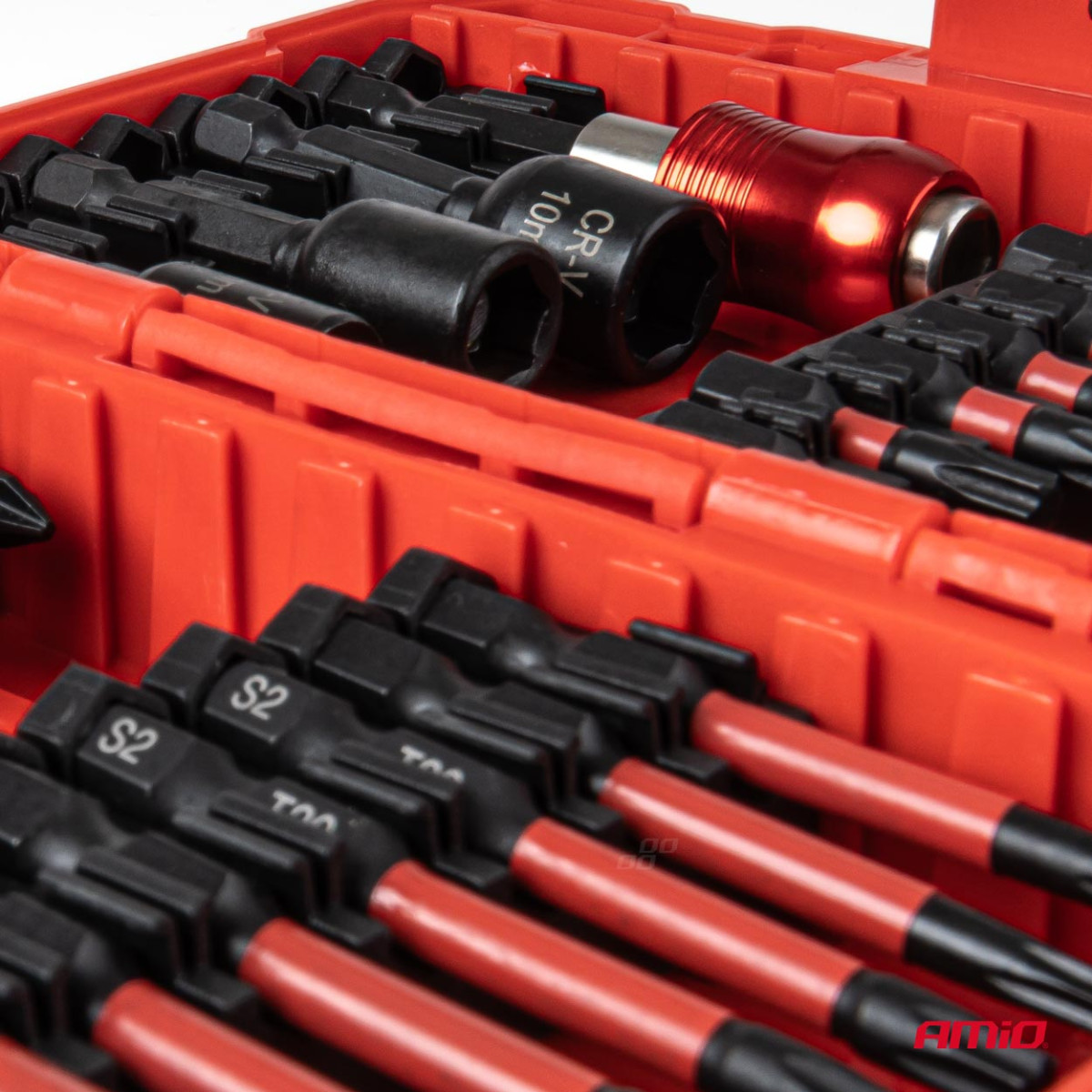 Kärki- ja hylsysarja, 25/50 mm, 36 osaa. AMIO-04782