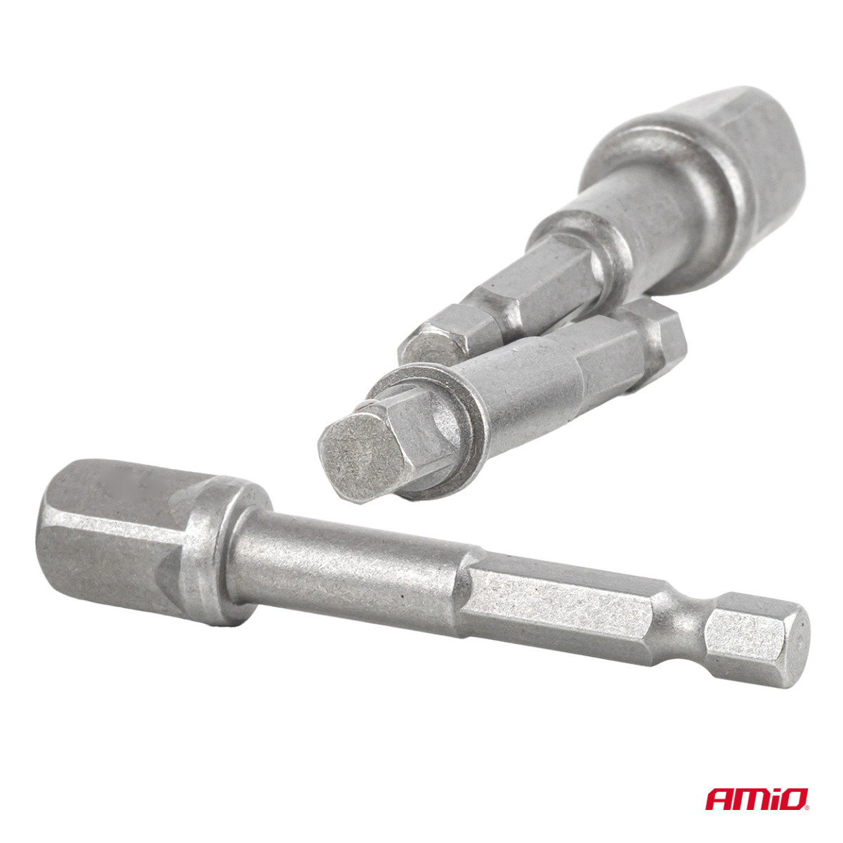 Ruuvimeisselin hylsysovitinsarja, 1/4" HEX, 1/4" / 3/8" / 1/2", 3 kpl, AMIO-04933