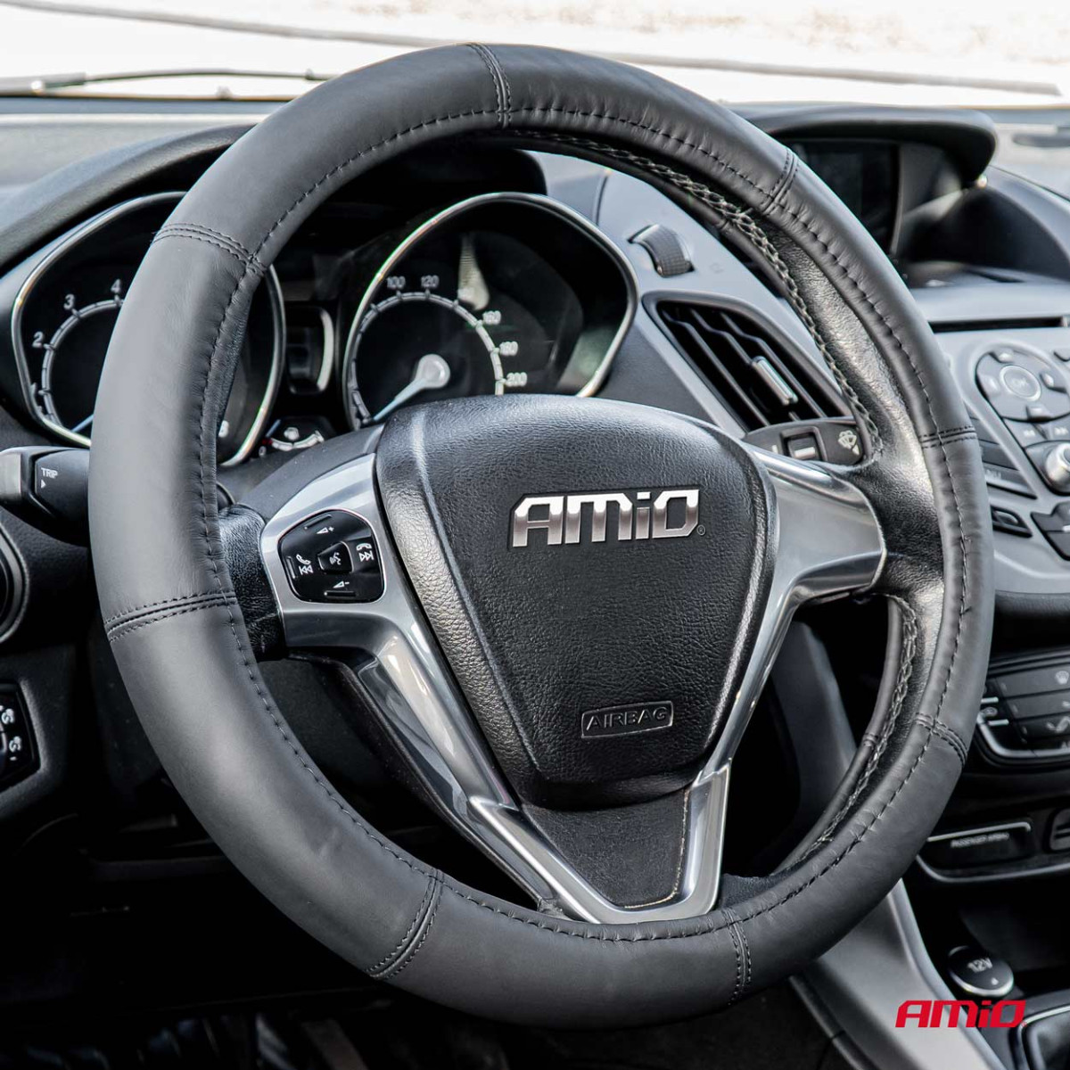 Auton ratin suojus 35-37 cm, aitoa nahkaa, SWC-48-S