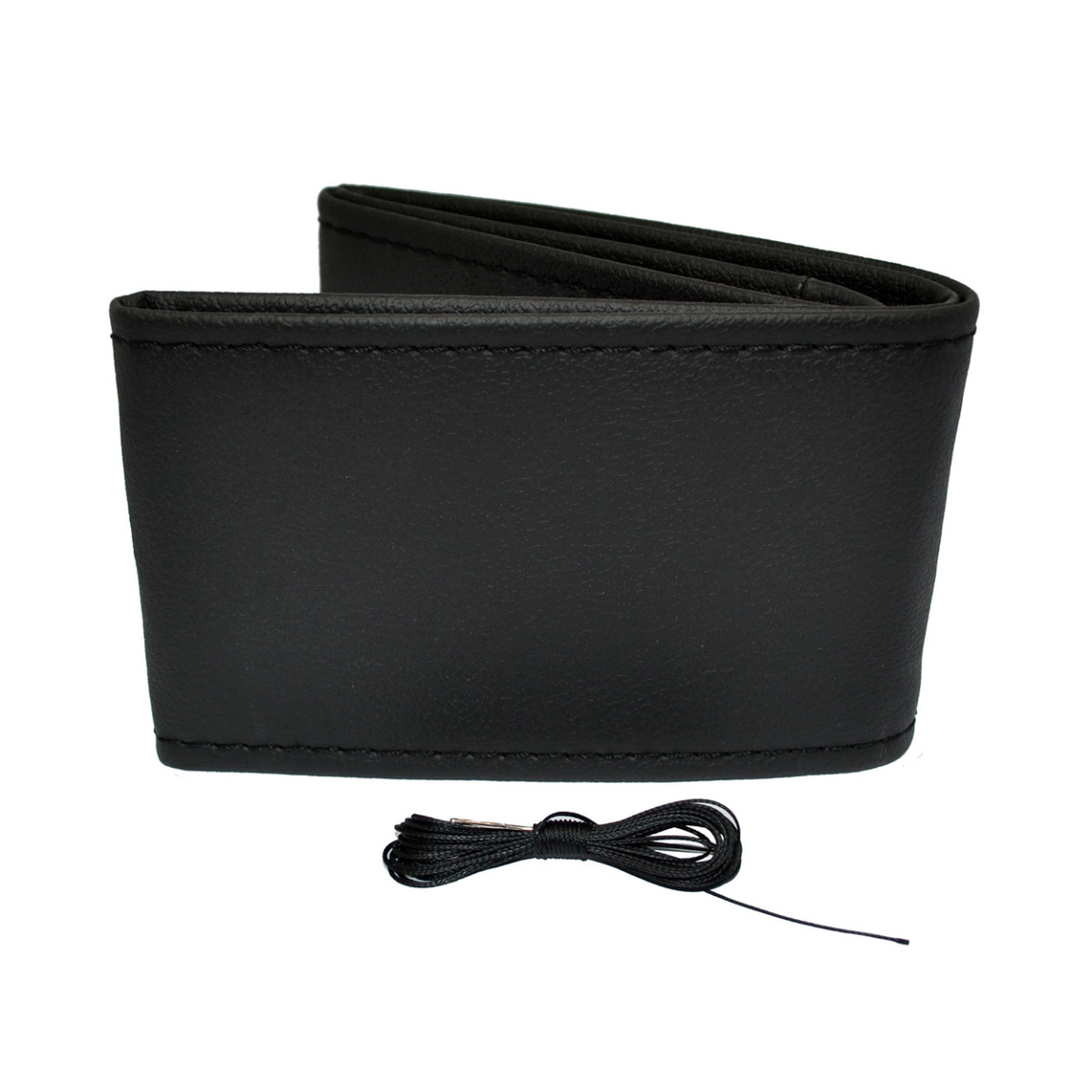 Ohjauspyörän suojus neulalla ja langalla 38-39 cm - musta / mustat tikkaukset