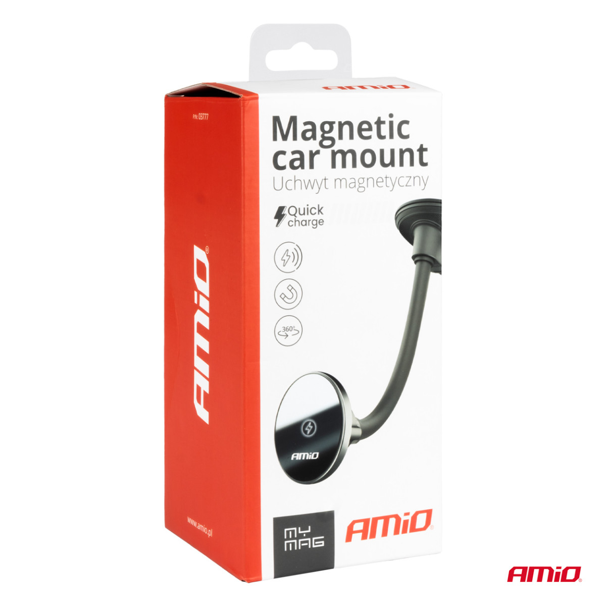 Puhelimen pidike imukupilla ja langattomalla laturilla 15W My Mag AMIO-03777