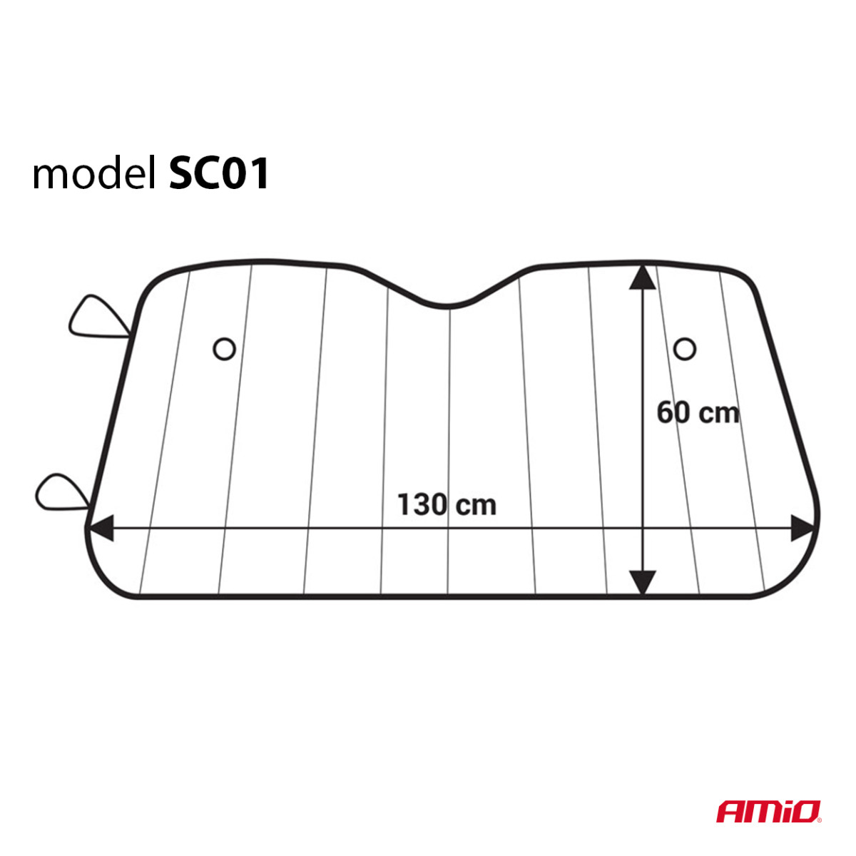 Tuulilasin suoja 130x60 cm, hopea, PE-kupla AMIO-01531