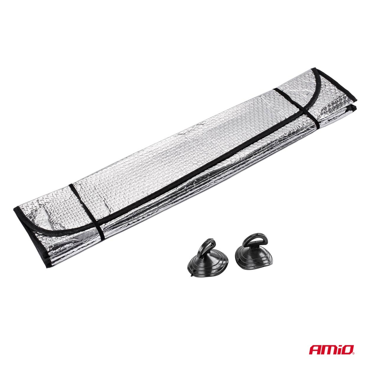 Tuulilasin suoja 145x70 cm, hopea, PE-kupla AMIO-01532