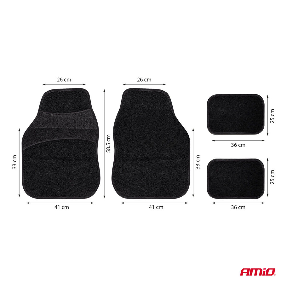 Yleismalliset tekstiilimatot (velour) TCM-02, 59x42 cm / 27x36 cm AMIO-04696