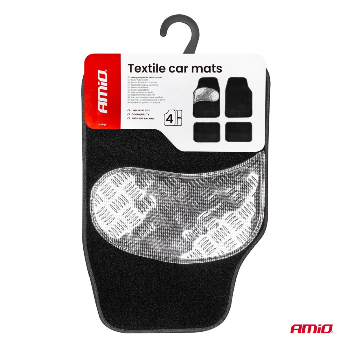 Yleiskäyttöiset tekstiilimatot (velour) TCM-06, 65×43 cm / 42×28 cm, AMIO-04700