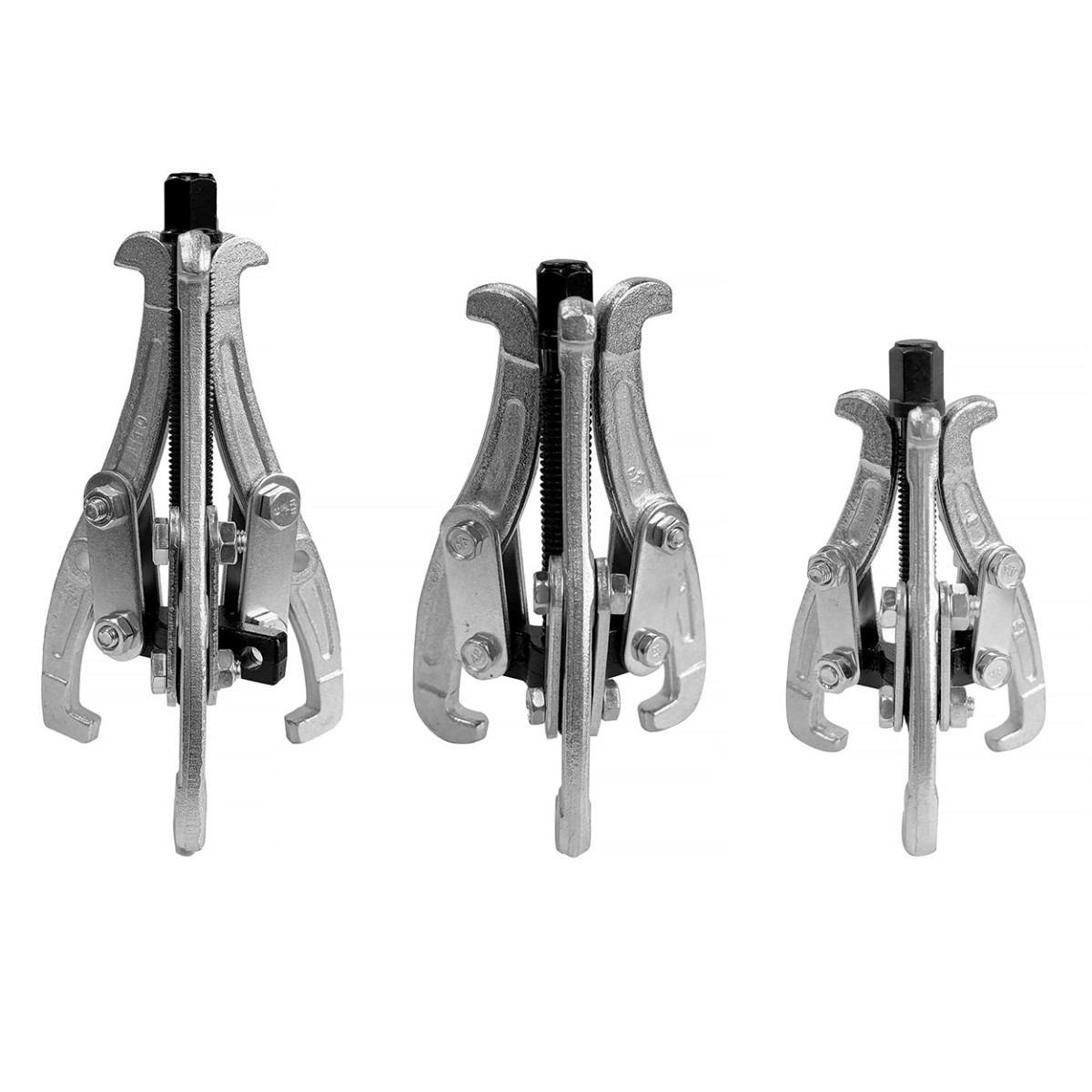 Kolmikätiseen käyttöön tarkoitettu laakeri-, hihnapyörä-, vauhtipyörä- ja hammaspyöräulosvetäjäsarja AMIO-04755