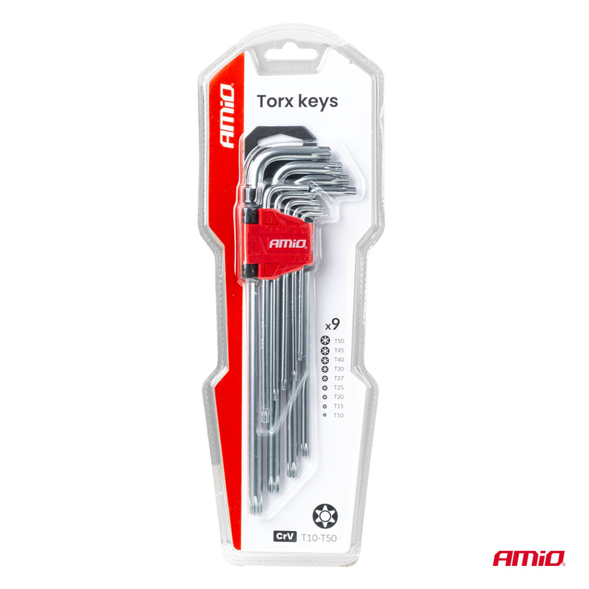 Pitkät TORX-avaimet, 230 mm, 9 kpl. TKL AMIO-01039