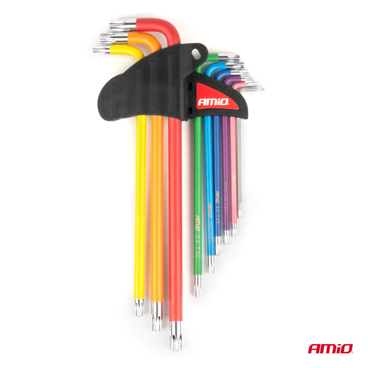 TORX-avaimet (tähtipää), erikoispitkät, 9 kpl, S2-teräs, AMIO-04301