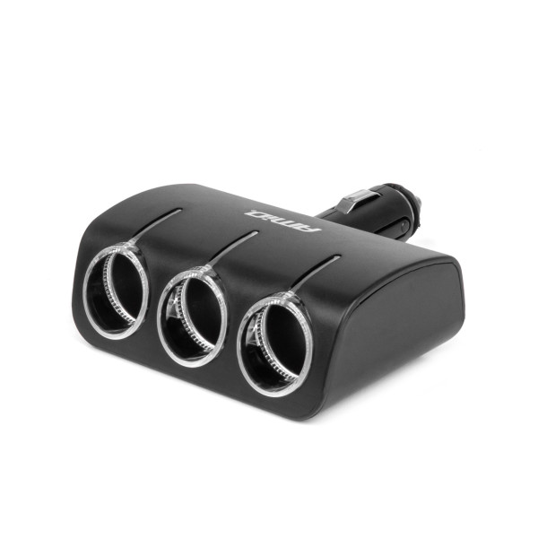 Kolmipaikkainen tupakansytyttimen jatkojohto 12/24V 120W 90° AMIO-04358