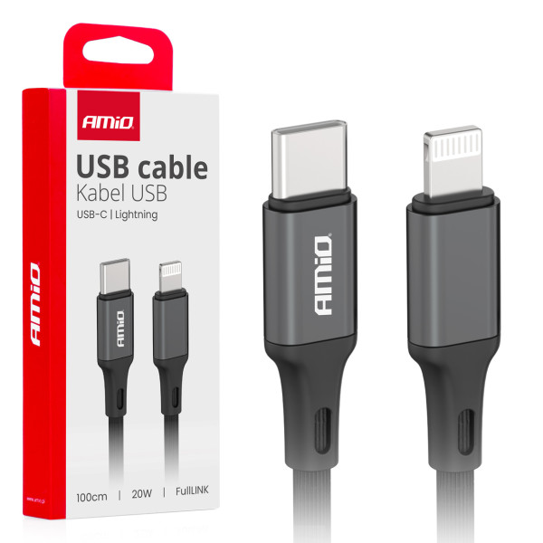 USB-C - Lightning-kaapeli PD 20W 100 cm FullLINK AMIO-03904