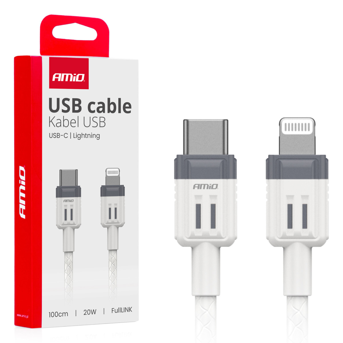 USB-C - Lightning iPhone -kaapeli 20W 100 cm FullLINK AMIO-03910