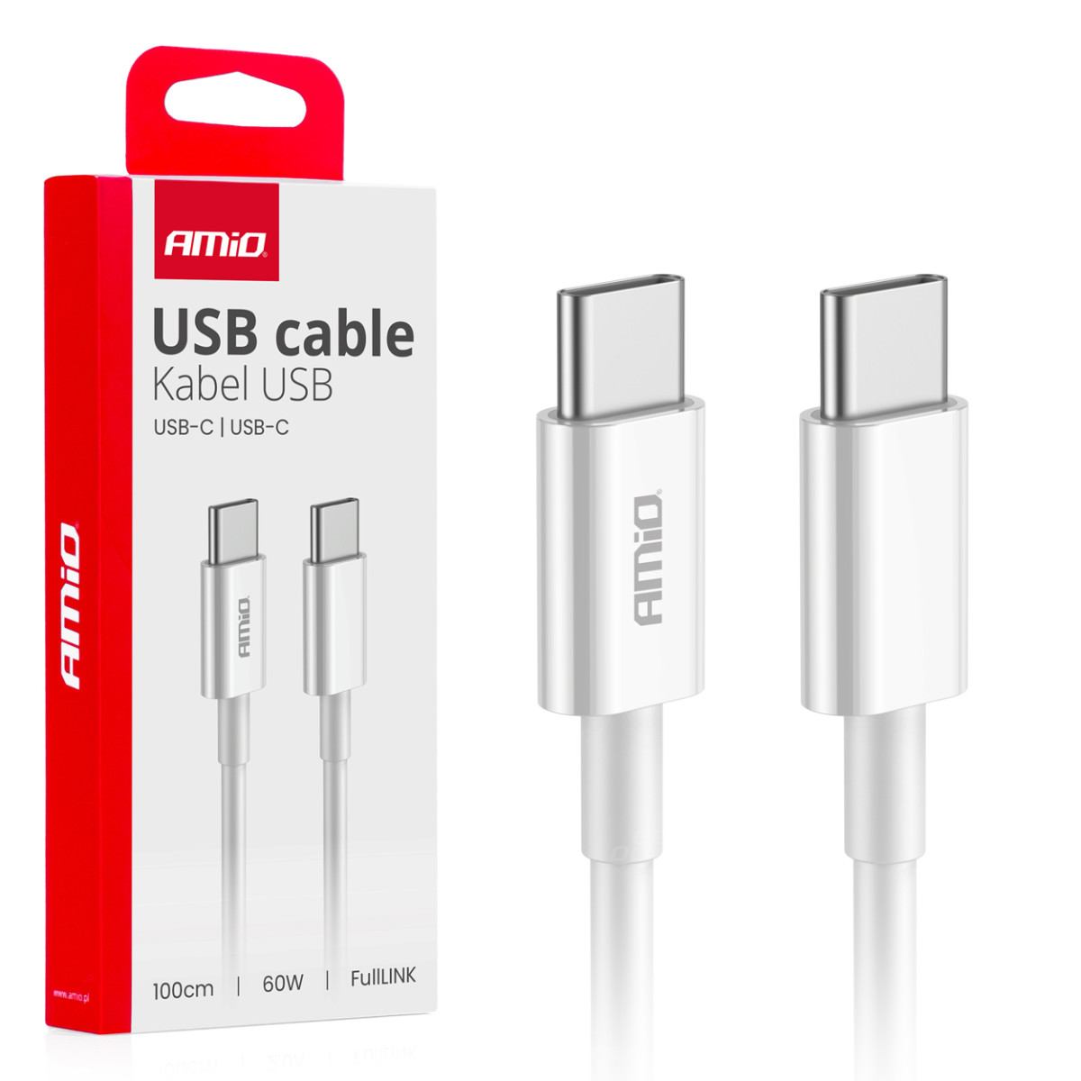 USB-C - USB-C-kaapeli 60W 100cm FullLINK AMIO-03896
