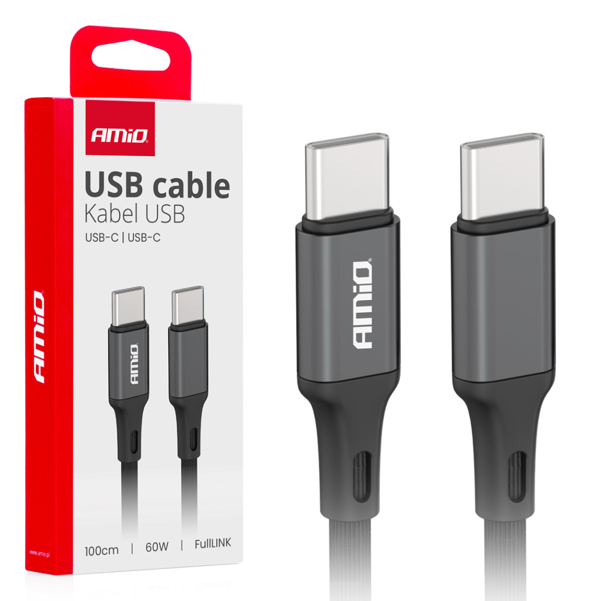 USB-C - USB-C-kaapeli 60W 100 cm FullLINK AMIO-03902