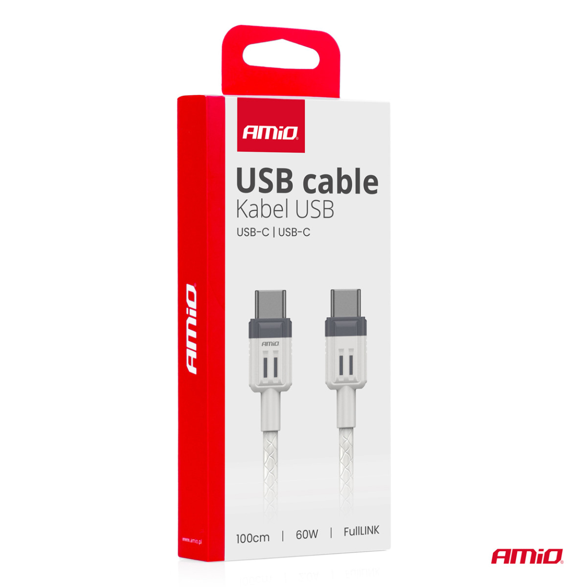 USB-C - USB-C -kaapeli 60W 100cm FullLINK AMIO-03908