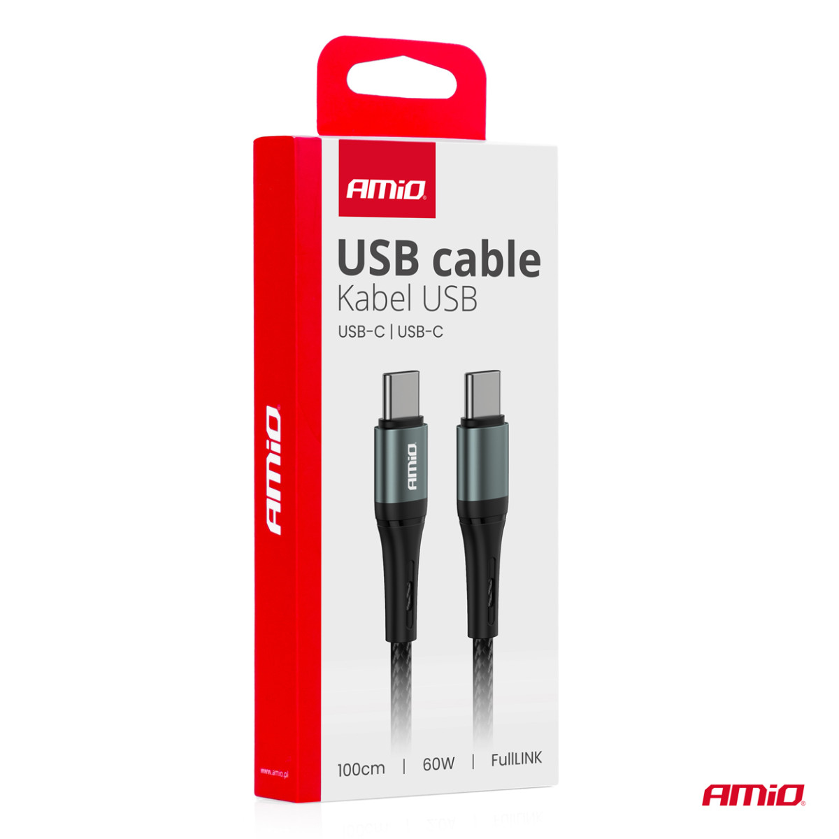 USB-C - USB-C -latauskaapeli 60W 100cm FullLINK AMIO-03914
