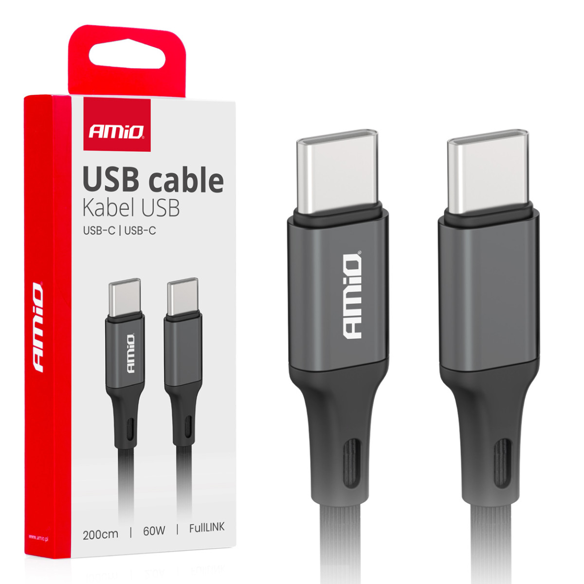 USB-C - USB-C-kaapeli 60W 200cm FullLINK AMIO-03903