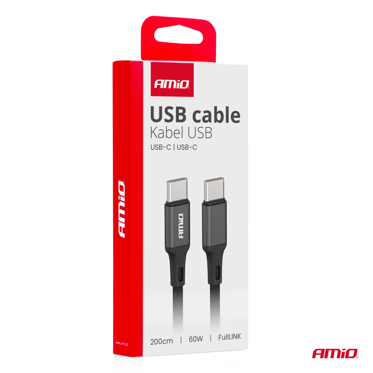 USB-C - USB-C-kaapeli 60W 200cm FullLINK AMIO-03903