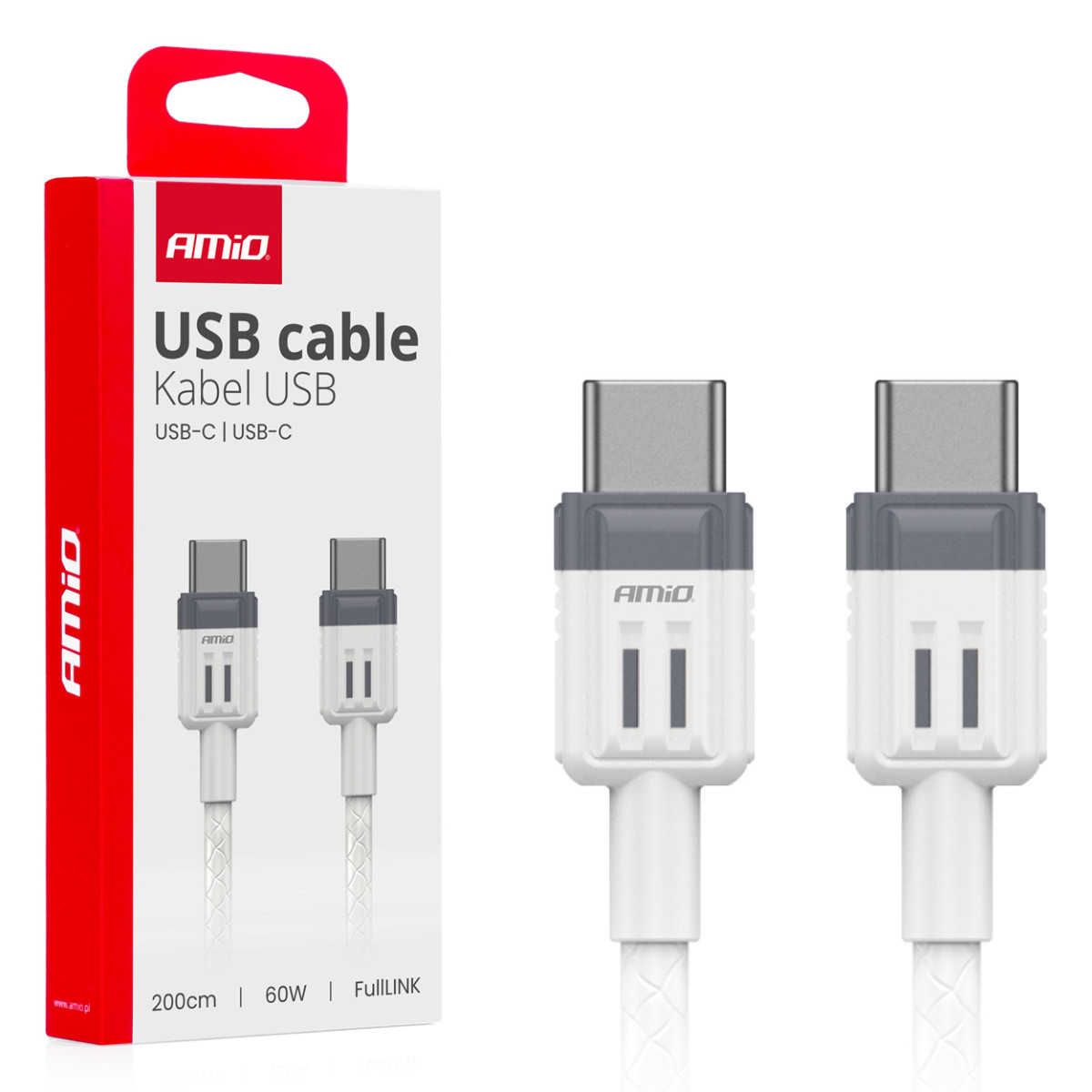 USB-C - USB-C-kaapeli 60W 200cm FullLINK AMIO-03909
