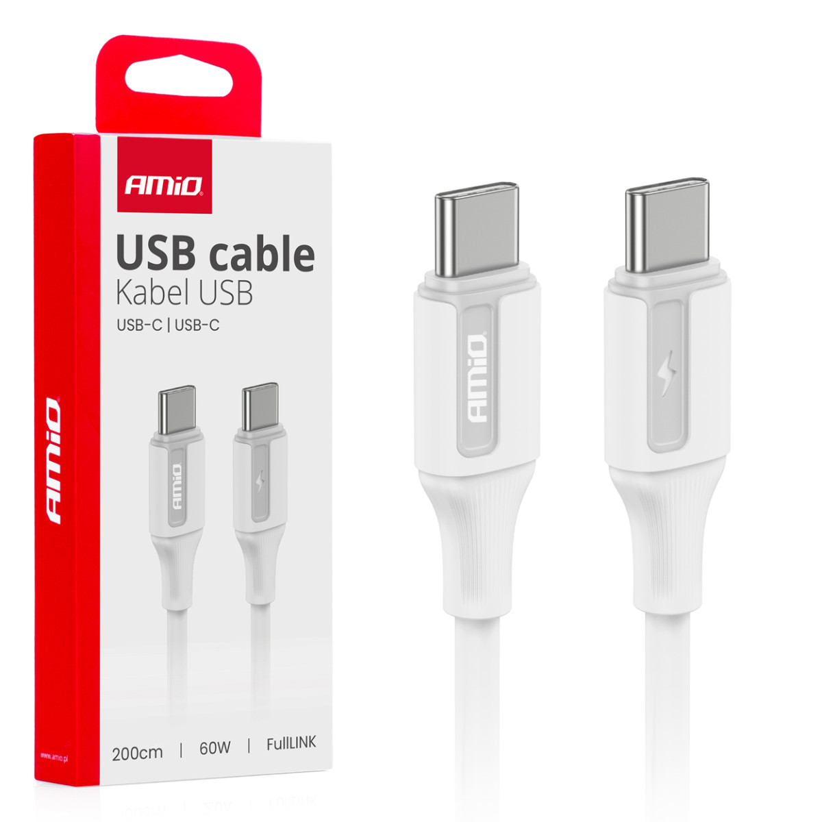 USB-C - USB-C -kaapeli 60W 200 cm FullLINK AMIO-03921