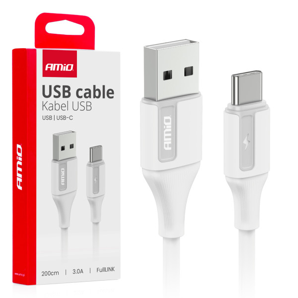 USB-A - USB-C -kaapeli 3A 200 cm FullLINK AMIO-03918