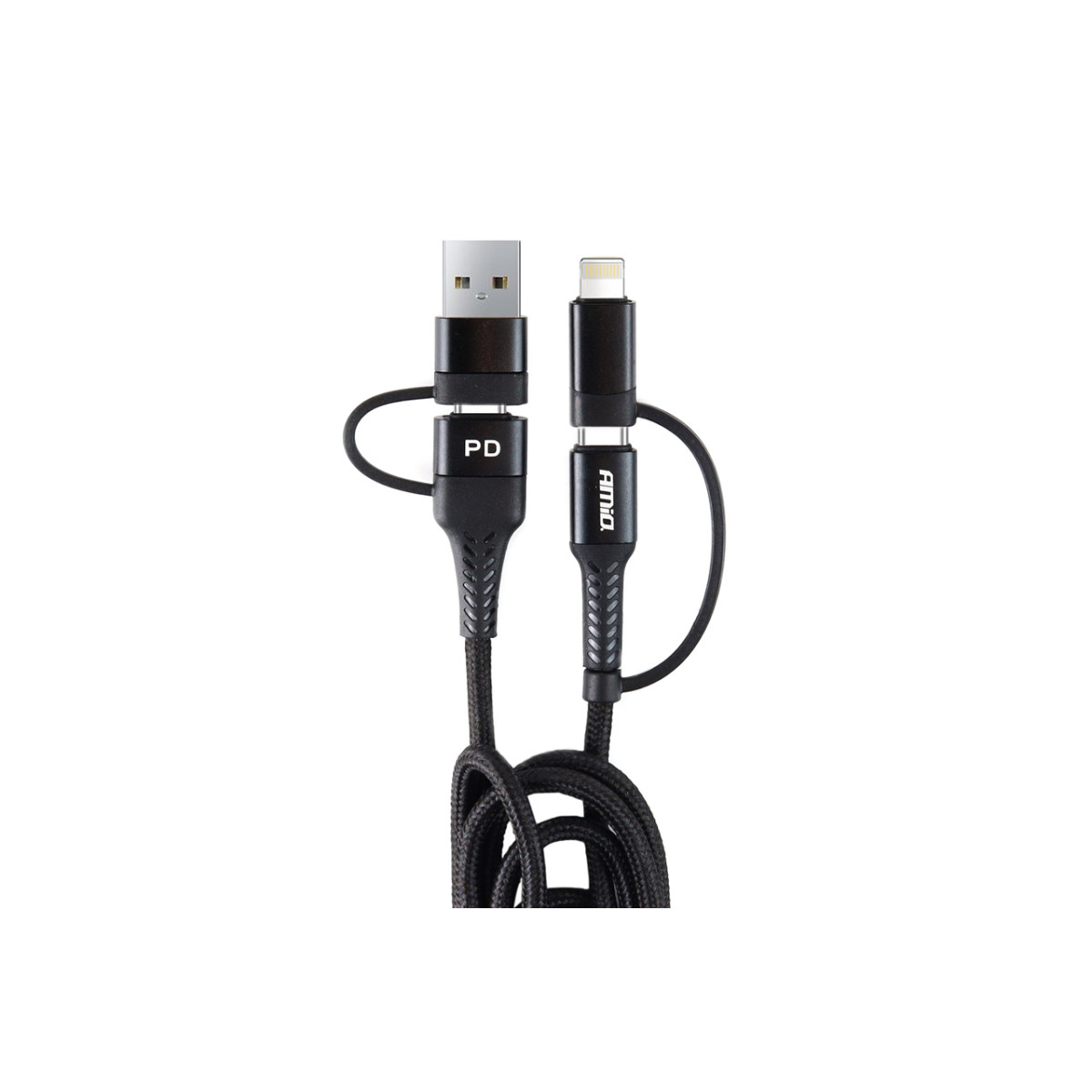 USB-C + Lightning + USB-kaapeli 1 m Power Delivery 3in1 AMIO UC-15