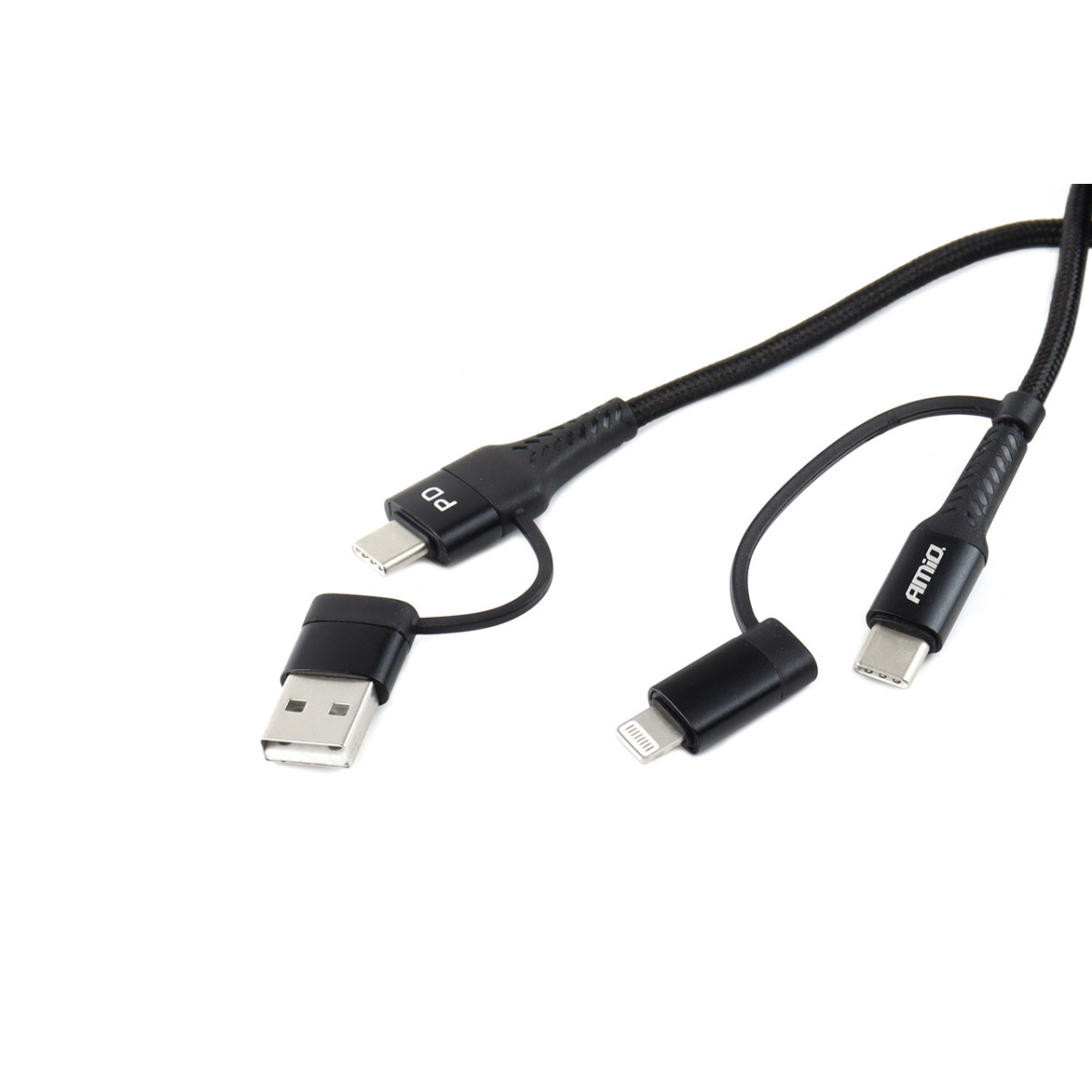 USB-C + Lightning + USB-kaapeli 1 m Power Delivery 3in1 AMIO UC-15