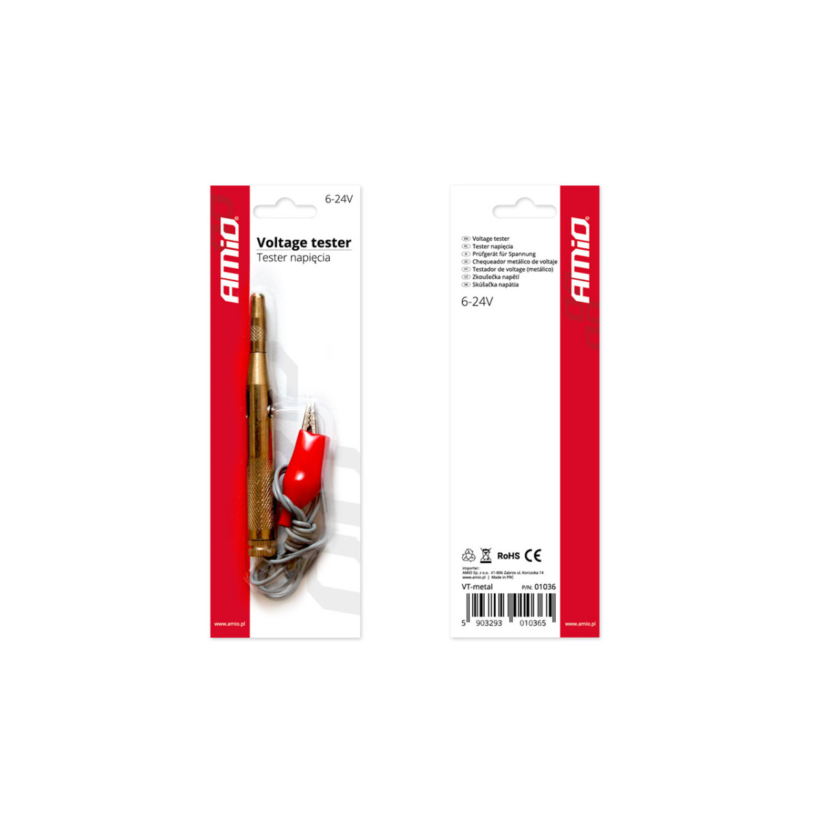 Metallijännitetesteri 6–24V neulapäällä AMIO-01036