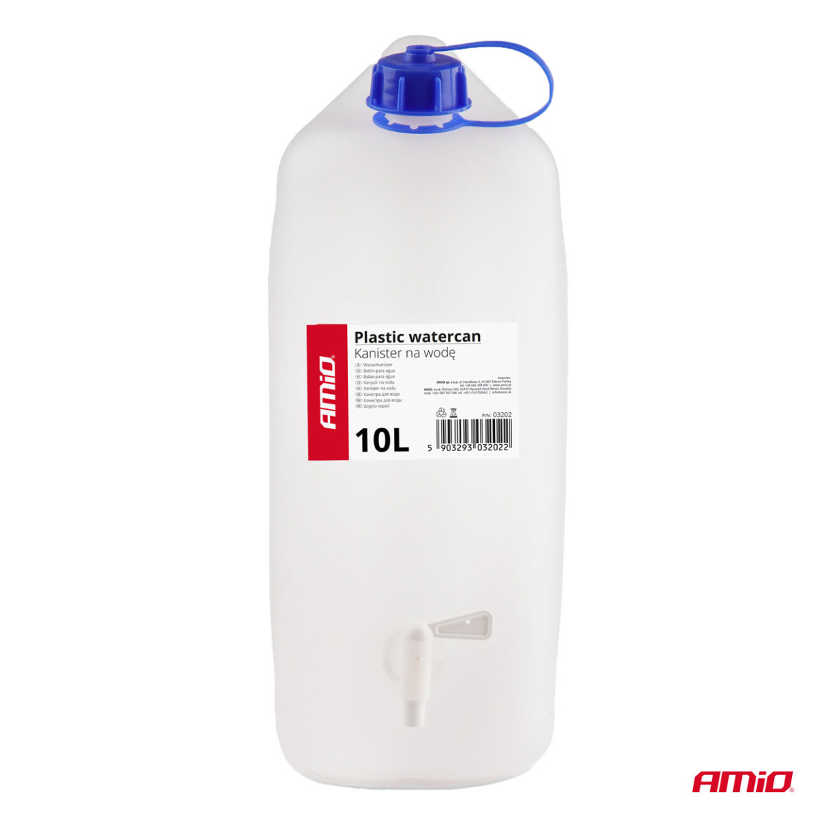 Muovinen vesisäiliö hanalla 10L AMIO-03202