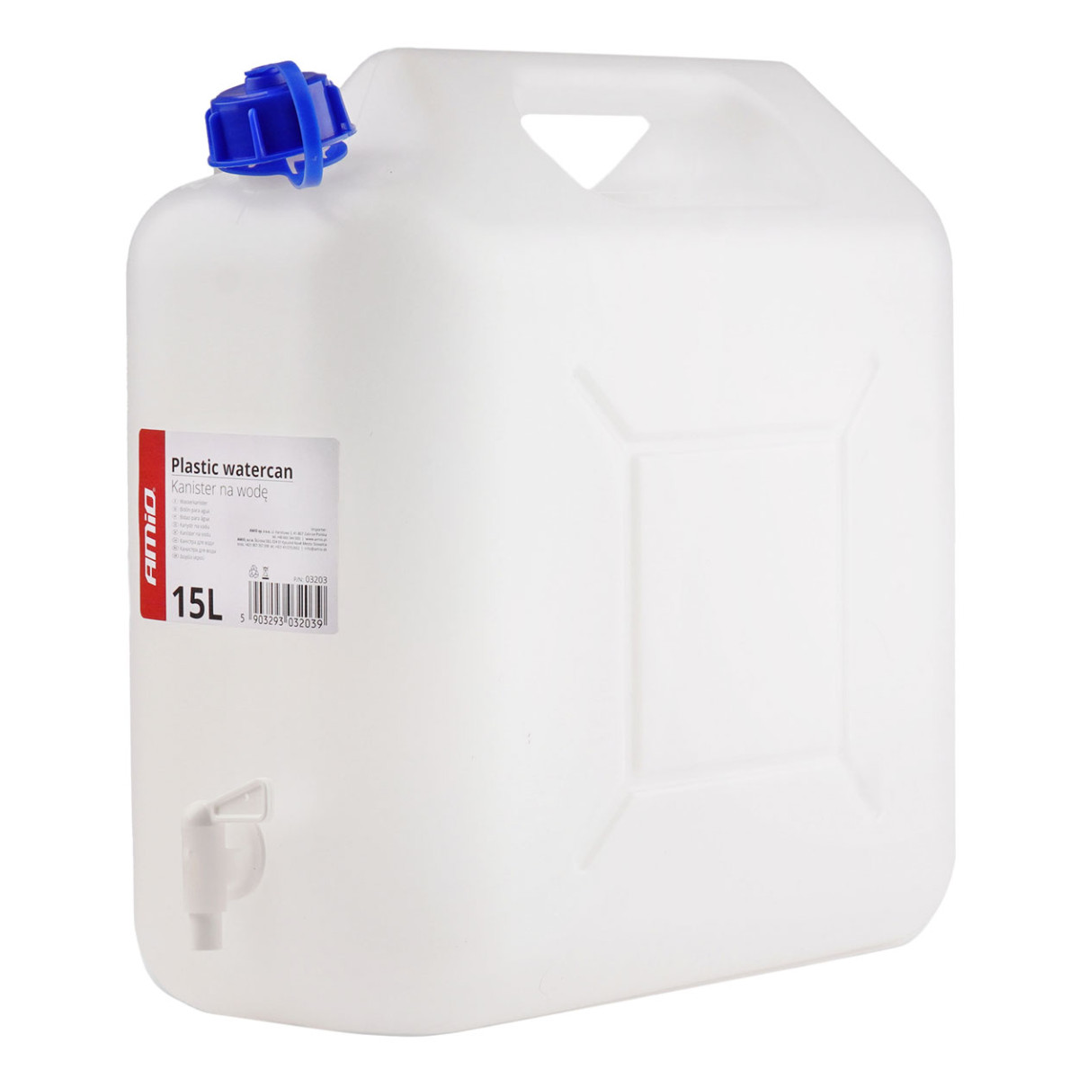 Muovinen vesisäiliö hanalla 15L AMIO-03203