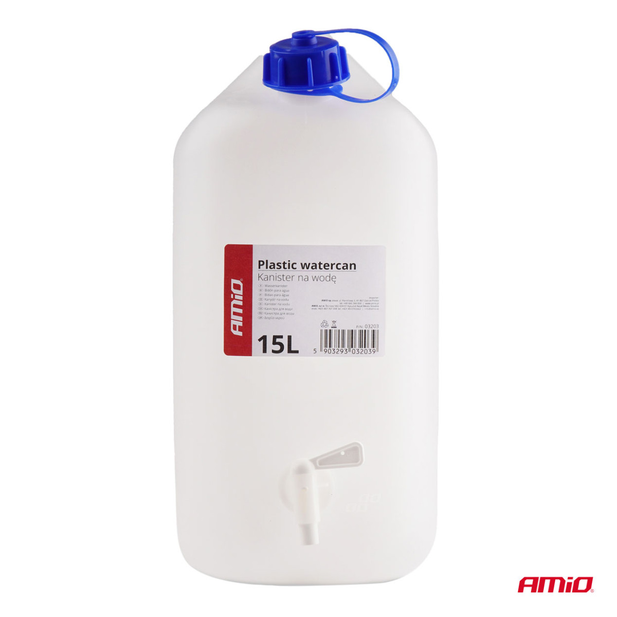 Muovinen vesisäiliö hanalla 15L AMIO-03203