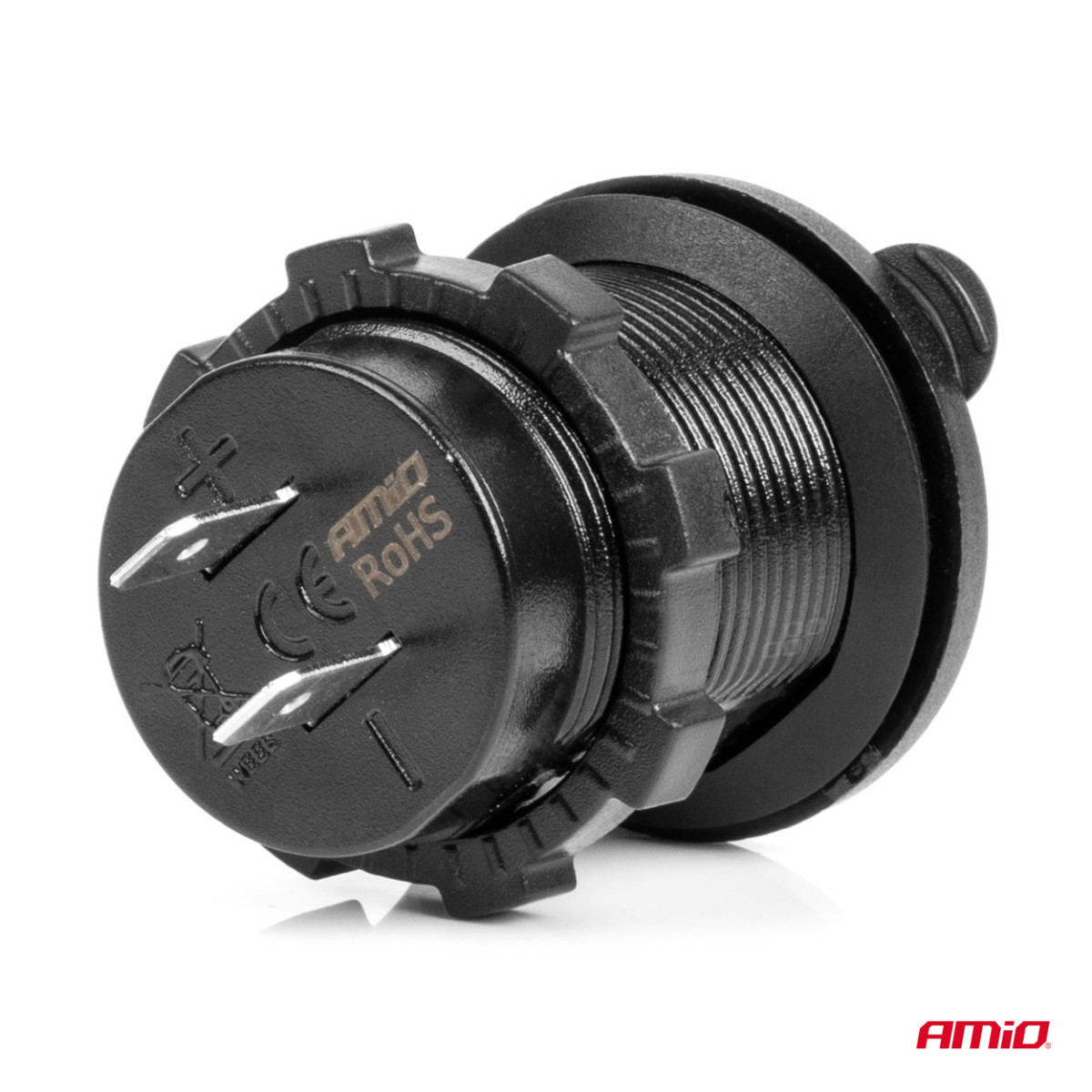 Vedenpitävä puhelimen laturi sinisellä LED-merkkivalolla 4.2A, 2xUSB 12/24V AMIO-04217