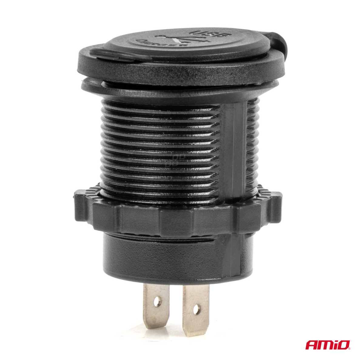 Vedenpitävä puhelimen laturi sinisellä LED-merkkivalolla 4.2A, 2xUSB 12/24V AMIO-04217
