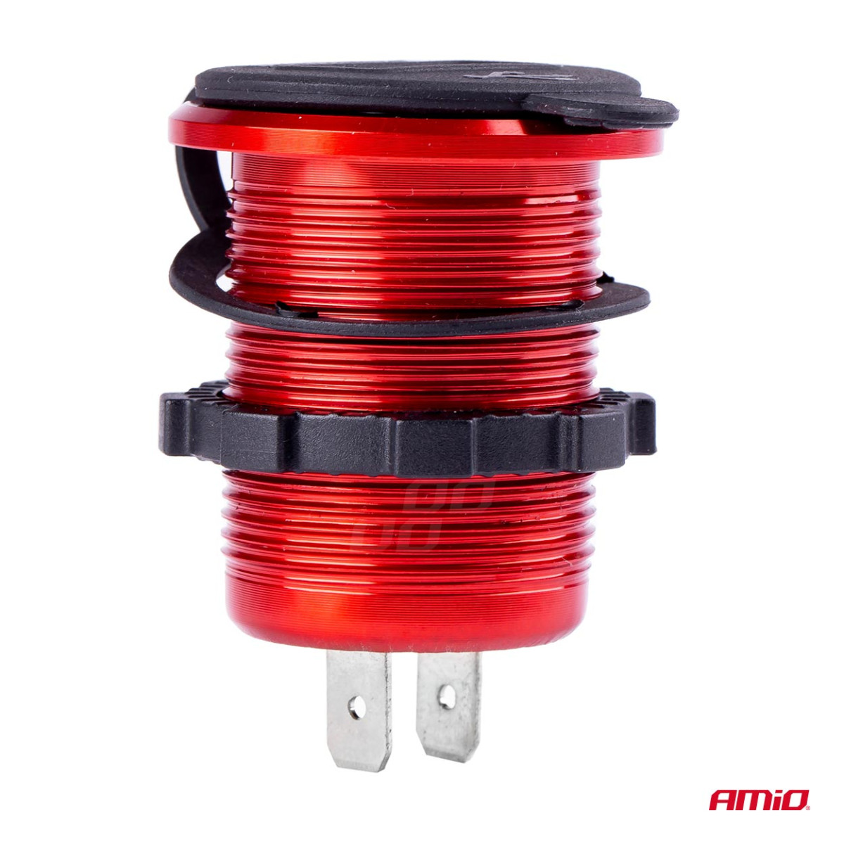 Vedenpitävä puhelimen laturi digitaalisella volttimittarilla 2xUSB 12/24V MOD-11