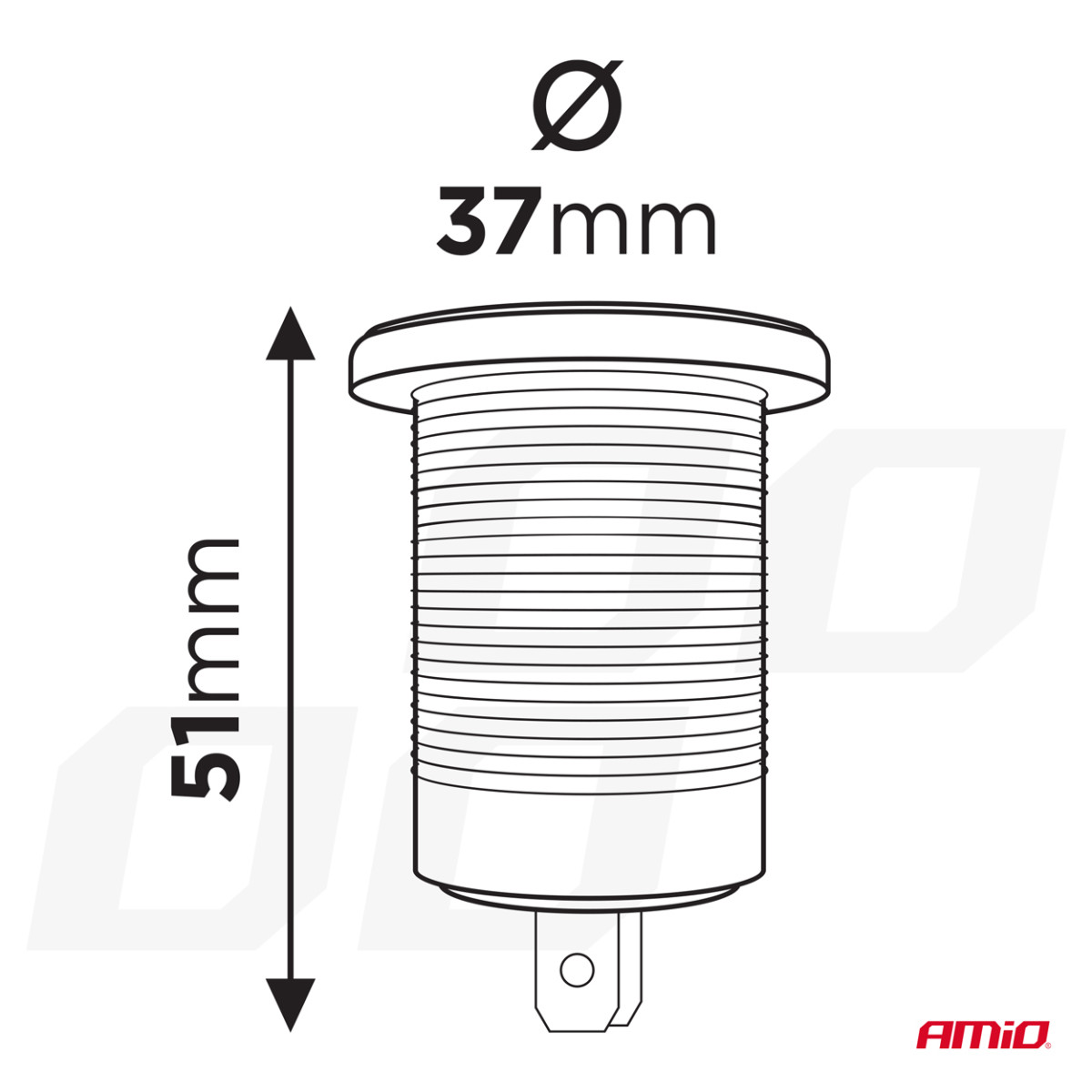 Vedenpitävä puhelimen laturi punaisella LED-valaistuksella, USB + 2xUSB C QC3.0 12/24V AMIO-04227